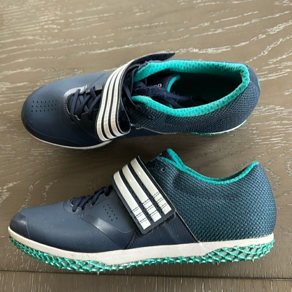 Adidas Adizero HJ Blue Green Cleats Track & Field Performance Shoes Men’s Sz 7.5